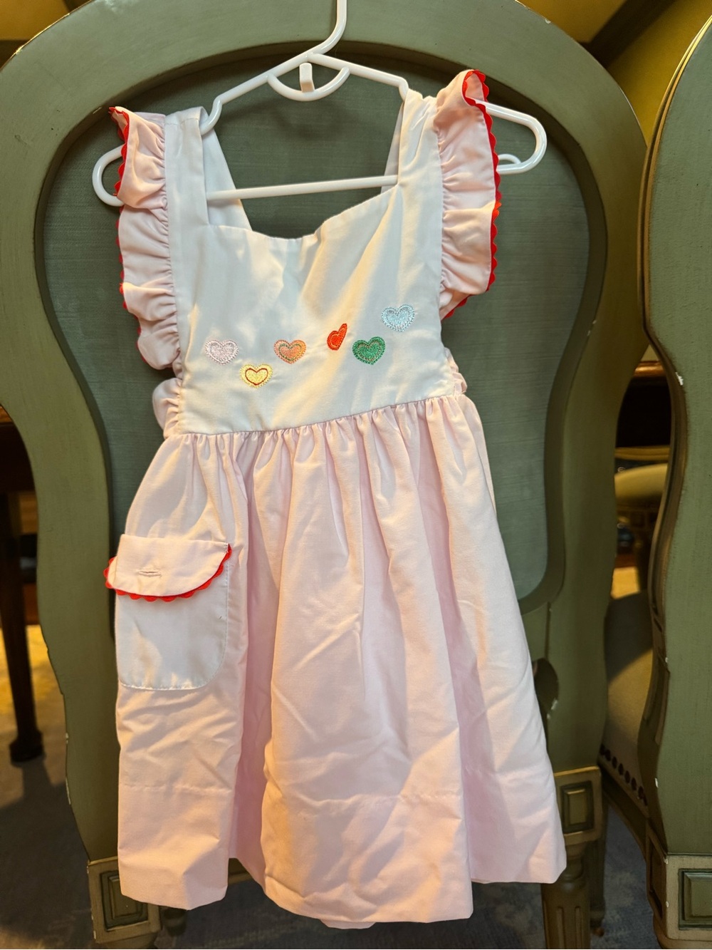 The Proper Peony - Girls Pink Heart Embroidered Sundress